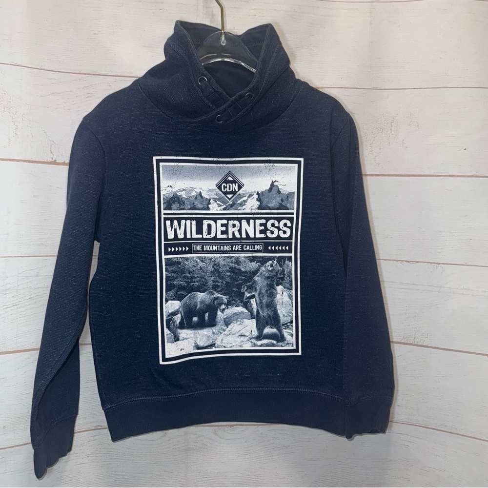 Navy Blue Wilderness Graphic Hoodie Size 6